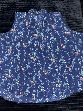 gaze Navy Floral Sleeveless Blouse